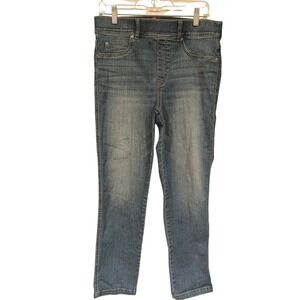 SPANX Stretch Twill Denim Jeans Pants Womens Size L‎ G Blue Slim Fit